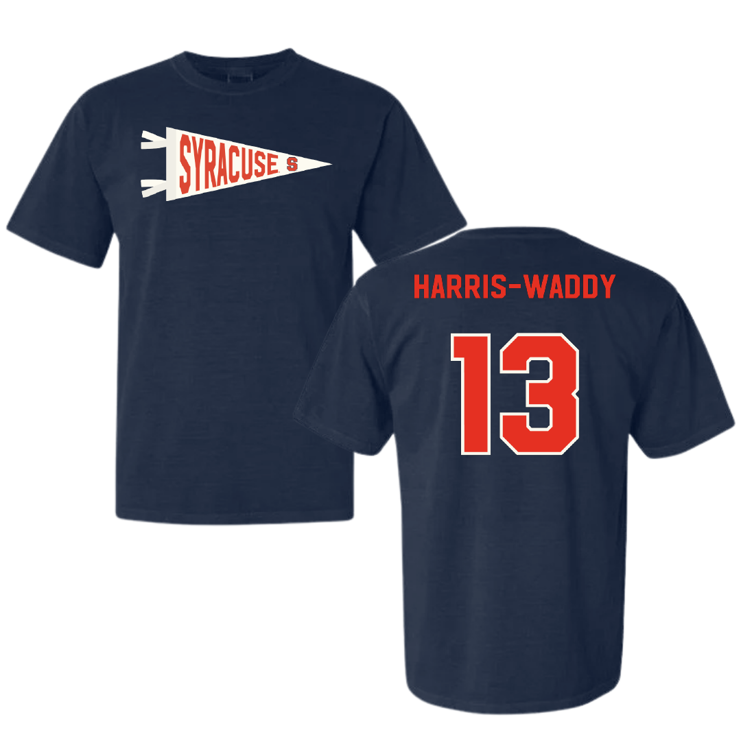 Syracuse University Volleyball Navy Pennant Comfort Colors Tee - #13 Zharia Harris-Waddy