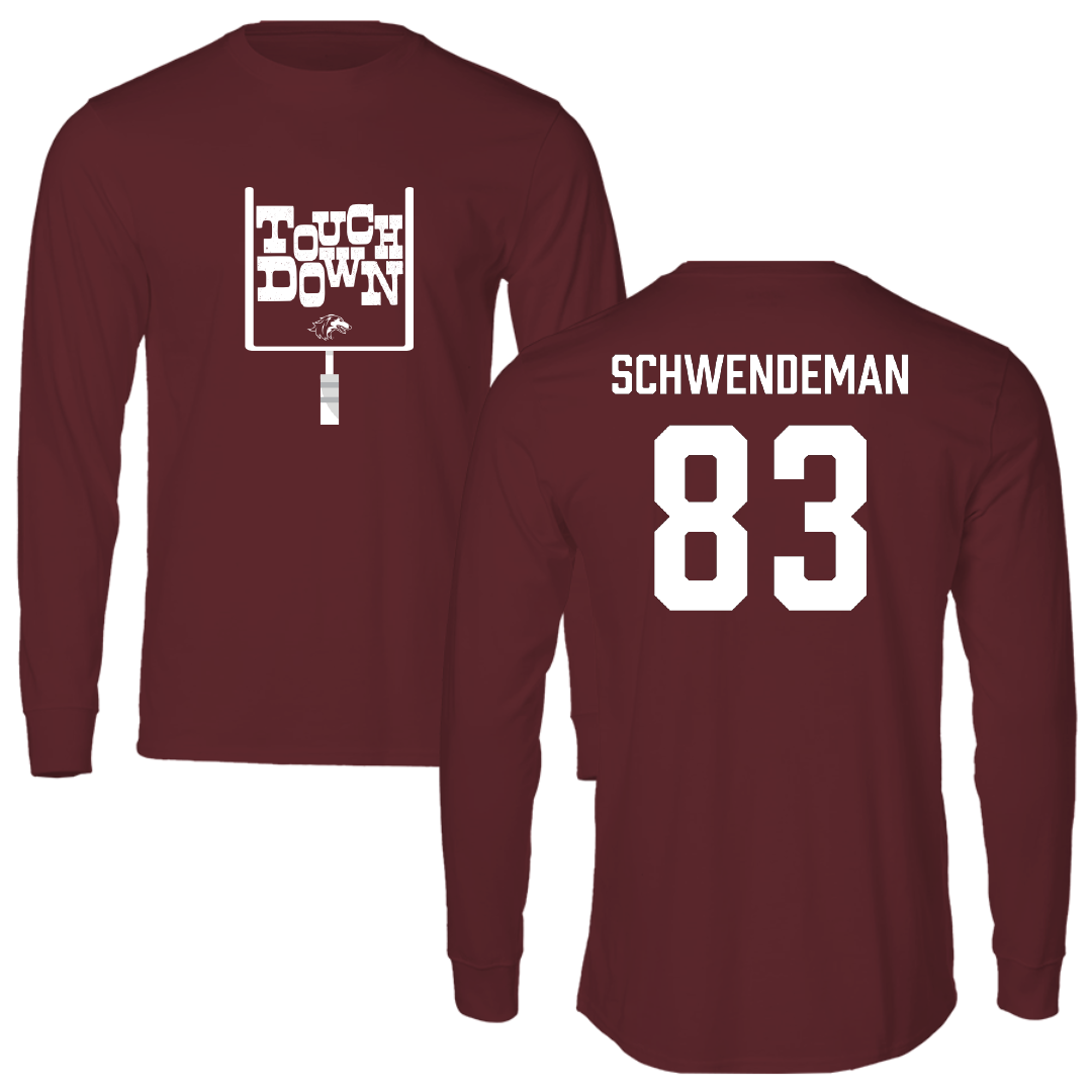 Southern Illinois University at Carbondale Football Maroon Touchdown Performance Long Sleeve - #83 Ryan Schwendeman