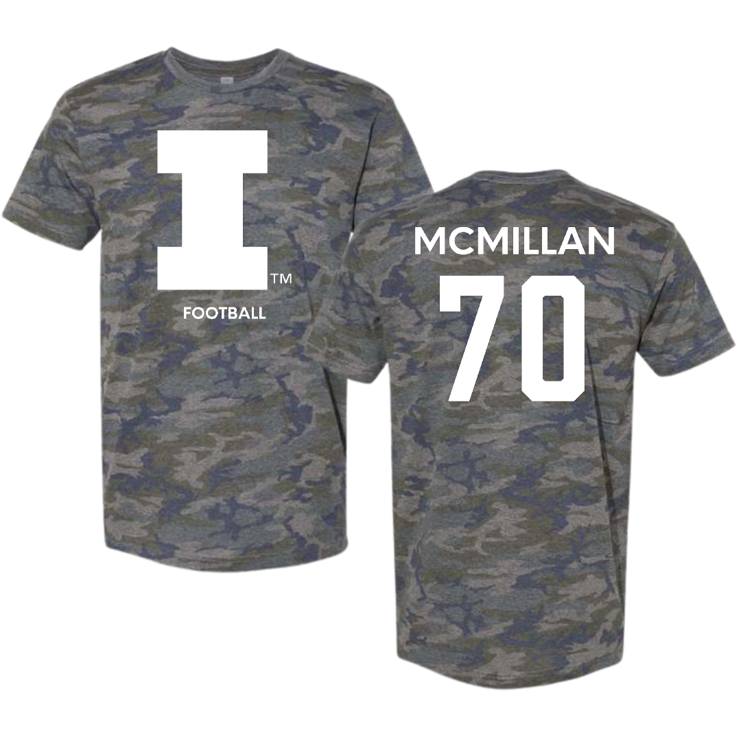 University of Illinois Football Vintage Camo Tee - #70 Tyler McMillan