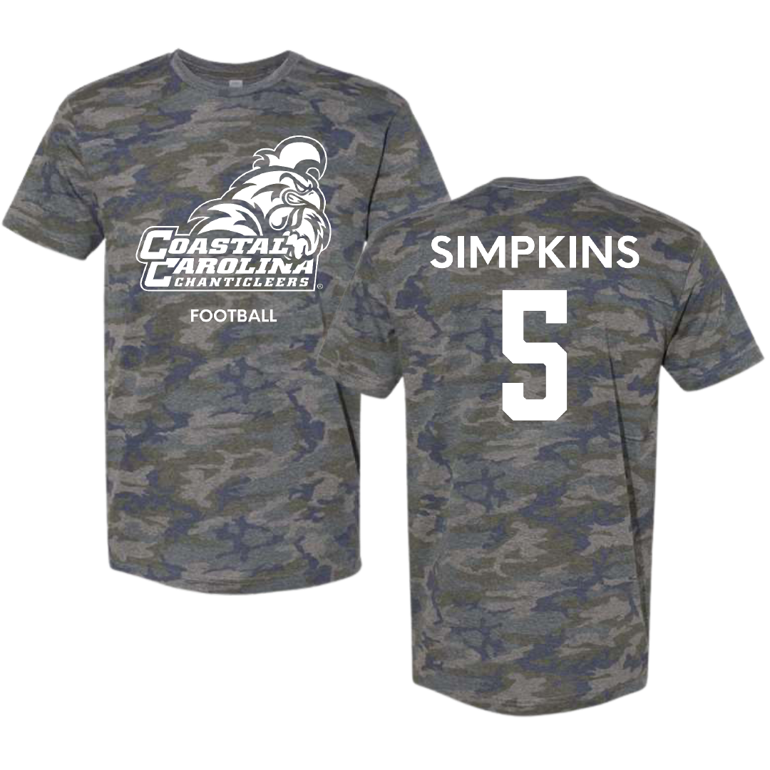 Coastal Carolina University Football Vintage Camo Tee - #5 Ja'Vin Simpkins