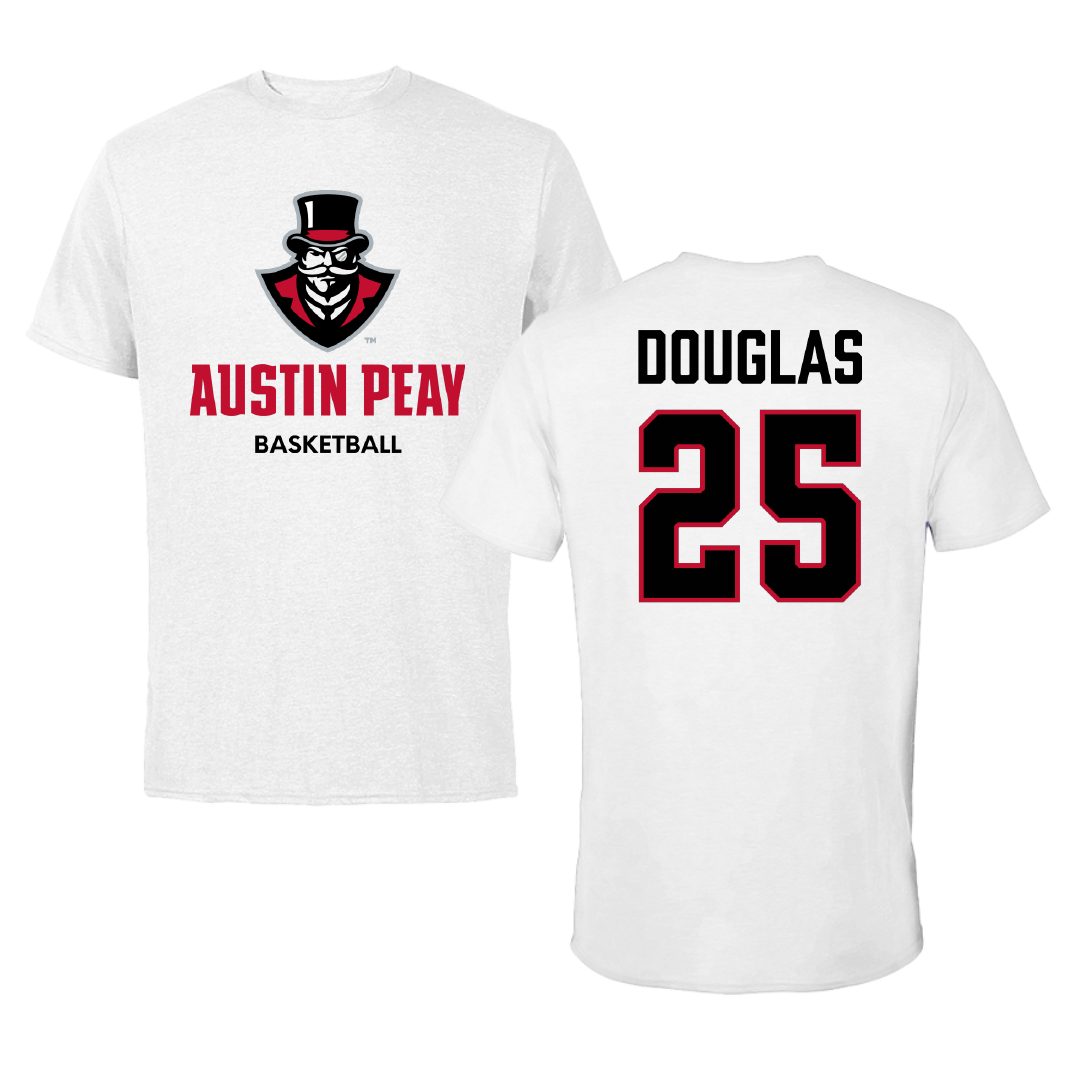 Austin Peay State University Basketball (W) White Performance Tee - #25 Tiya Douglas