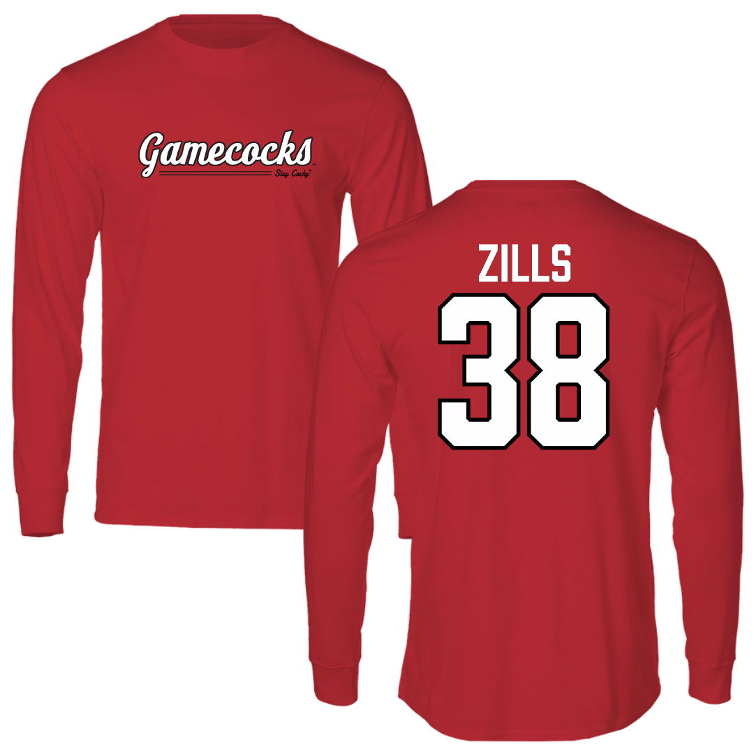Jacksonville State University Football Red General Performance Long Sleeve - #38 Nate Zills