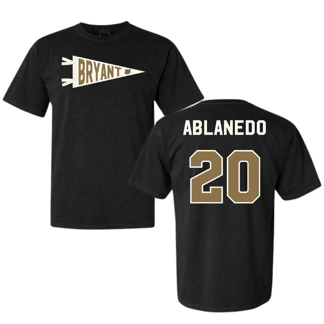 Bryant University Soccer Black Pennant Comfort Colors Tee - #20 Pablo Ablanedo