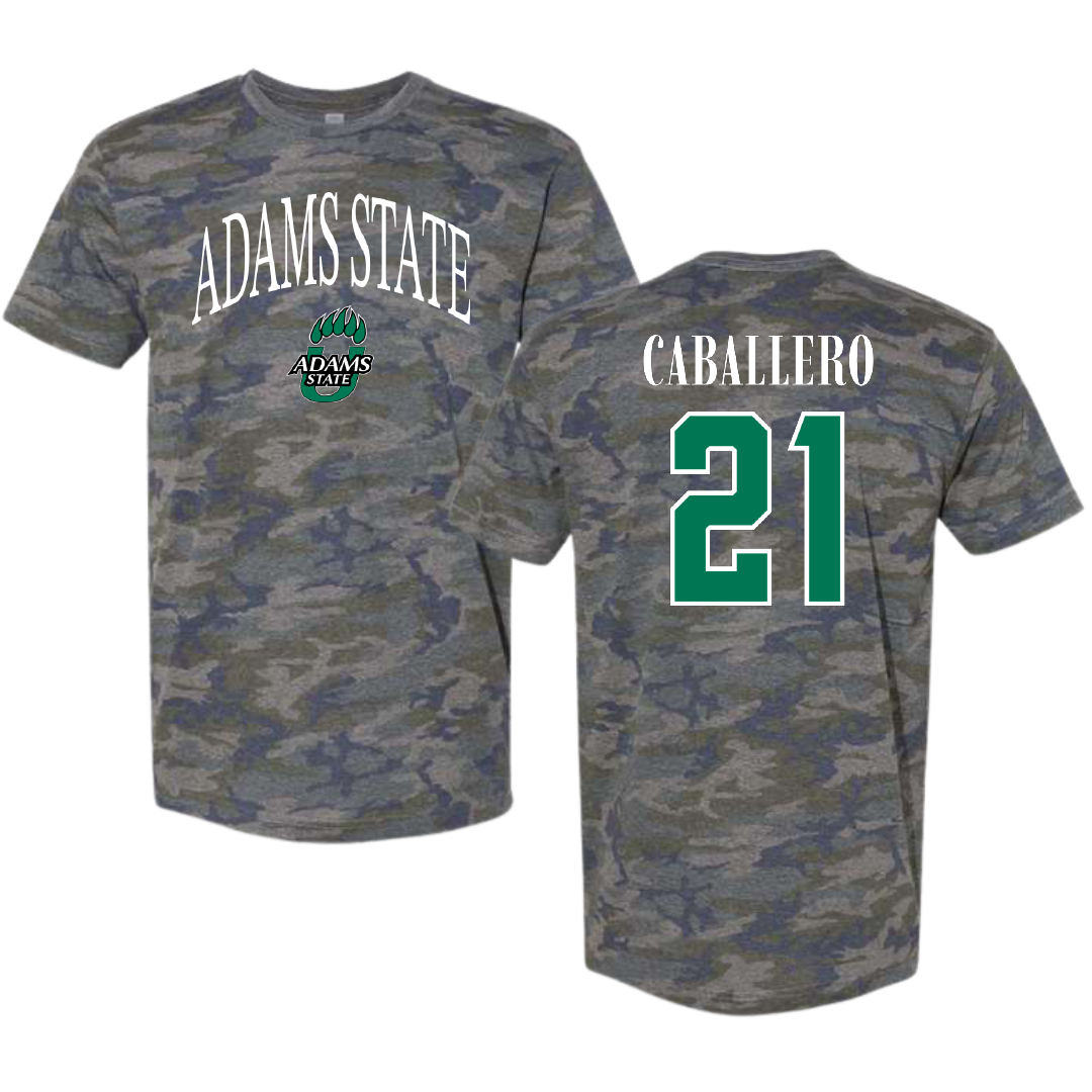 Adams State University Soccer Vintage Camo Tee - #21 Karlee Caballero