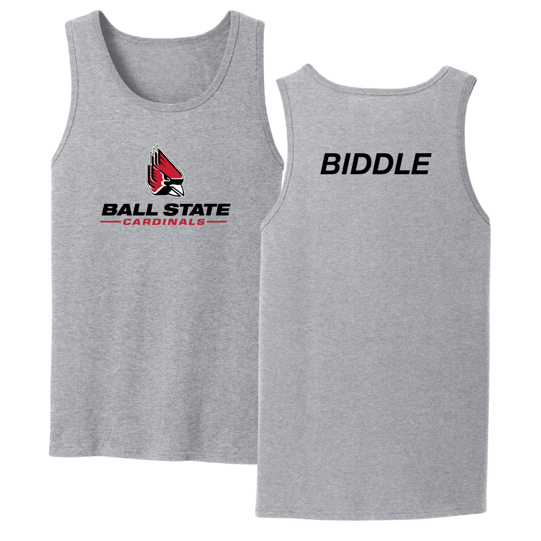 Ball State University Swimming & Diving Sport Gray Tank Top - Aidan Biddle