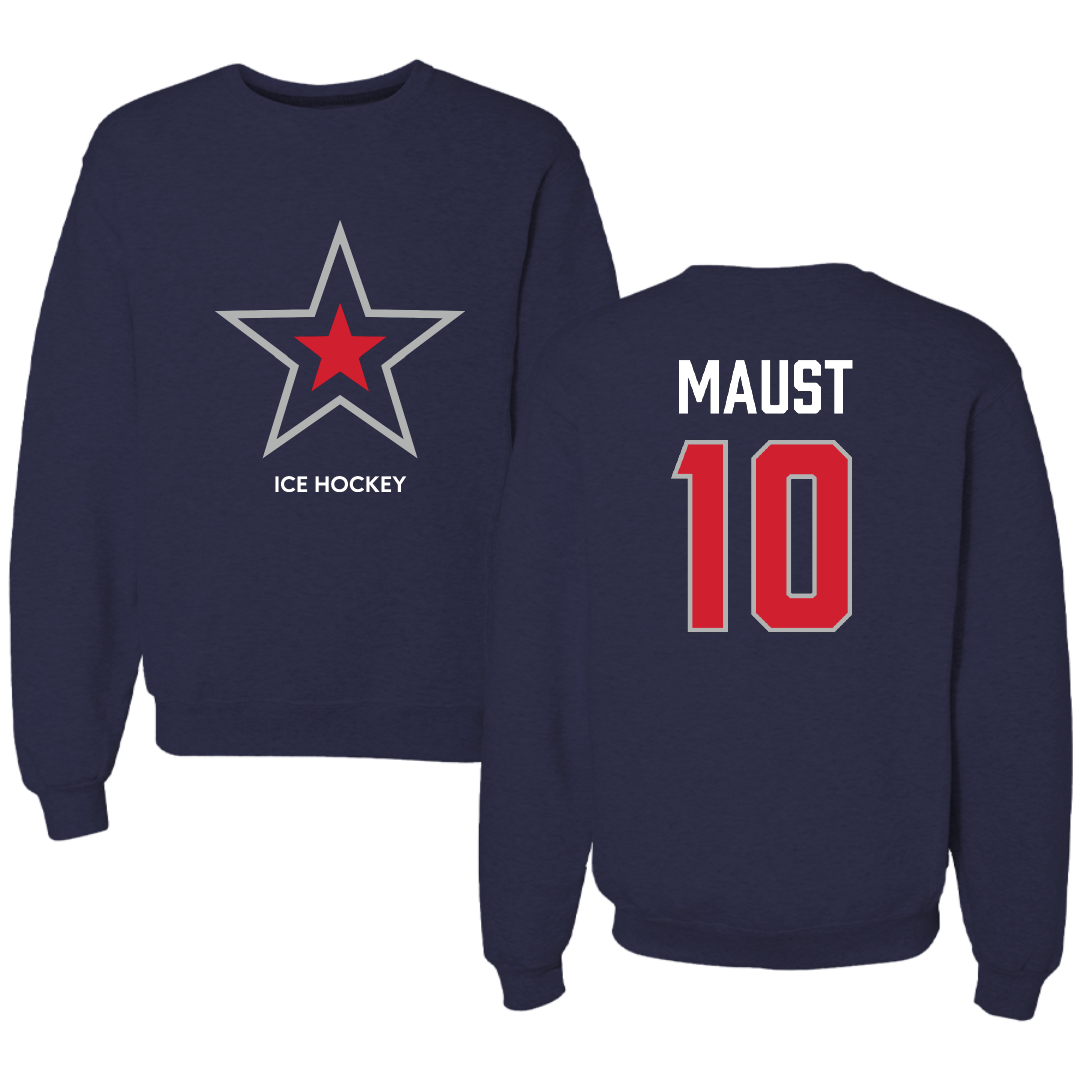 Robert Morris University Ice Hockey (M) Navy Mascot Crewneck - #10 Paul Maust