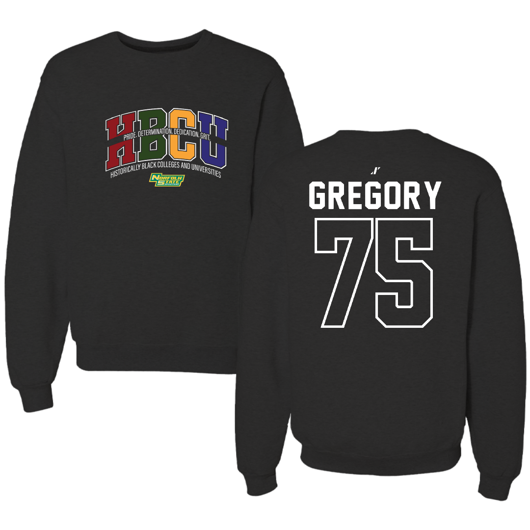 Norfolk State University Football Black HBCU Crewneck - #75 Evan Gregory