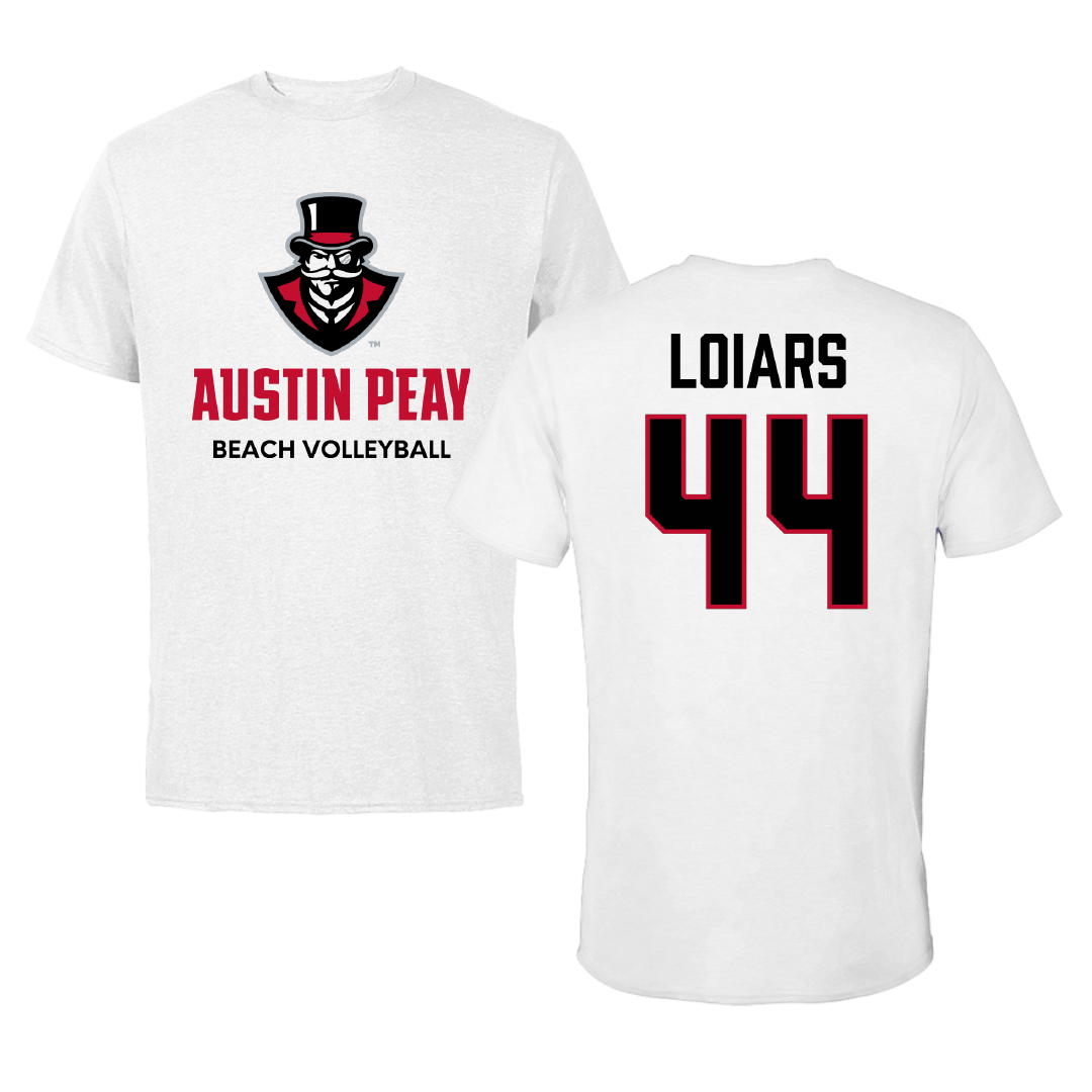 Austin Peay State University Beach Volleyball White Performance Tee - #44 Emma Loiars