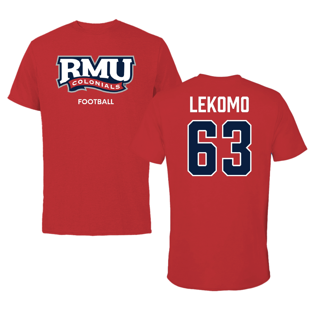Robert Morris University Football Red Colonials Performance Tee - #63 Yann Lekomo