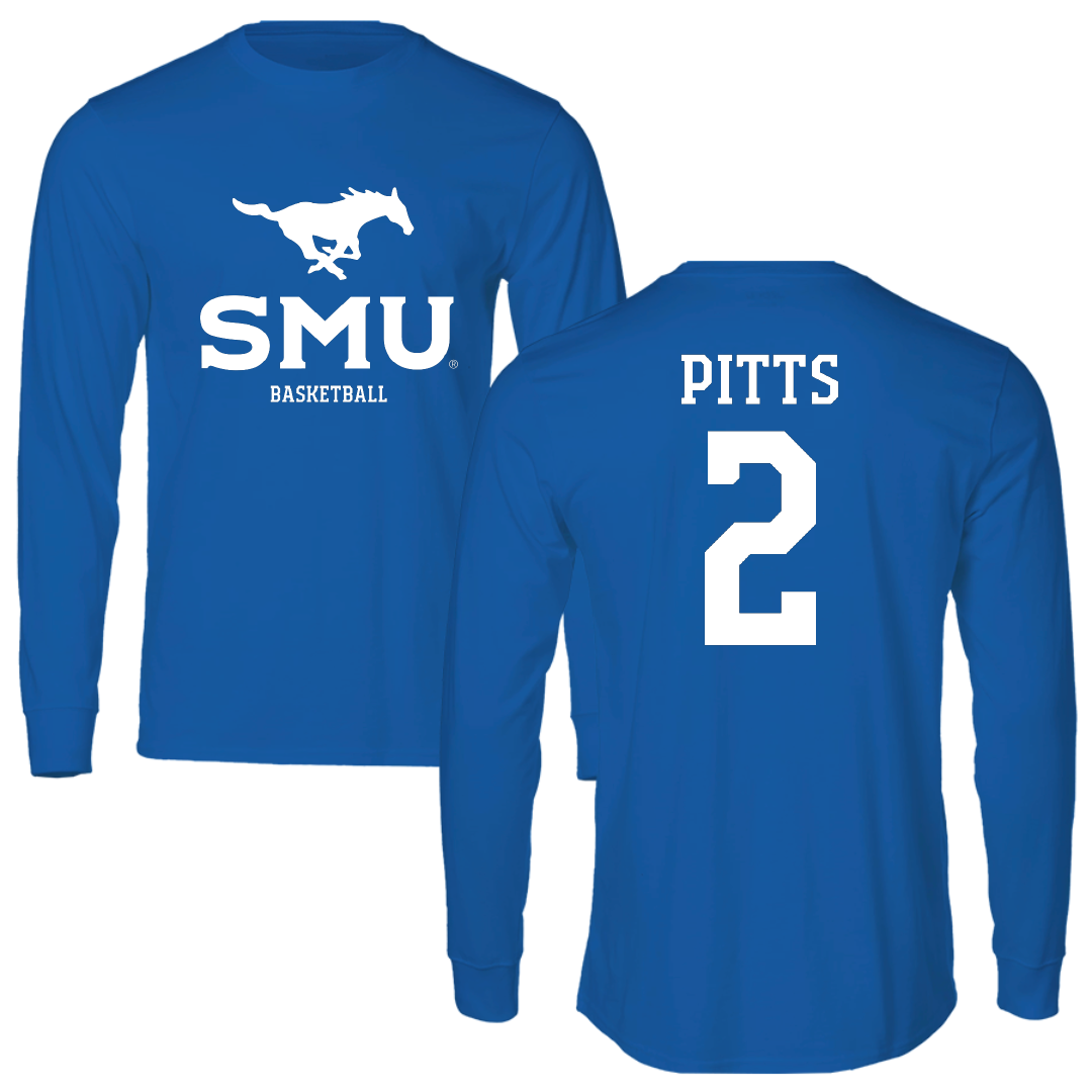 Southern Methodist University Basketball (W) Blue Mascot Performance Long Sleeve - #2 TK Pitts