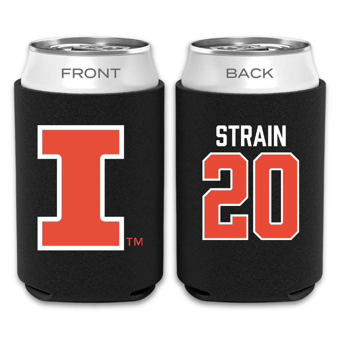 University of Illinois Football Black Can Cooler - #20 Tyler Strain
