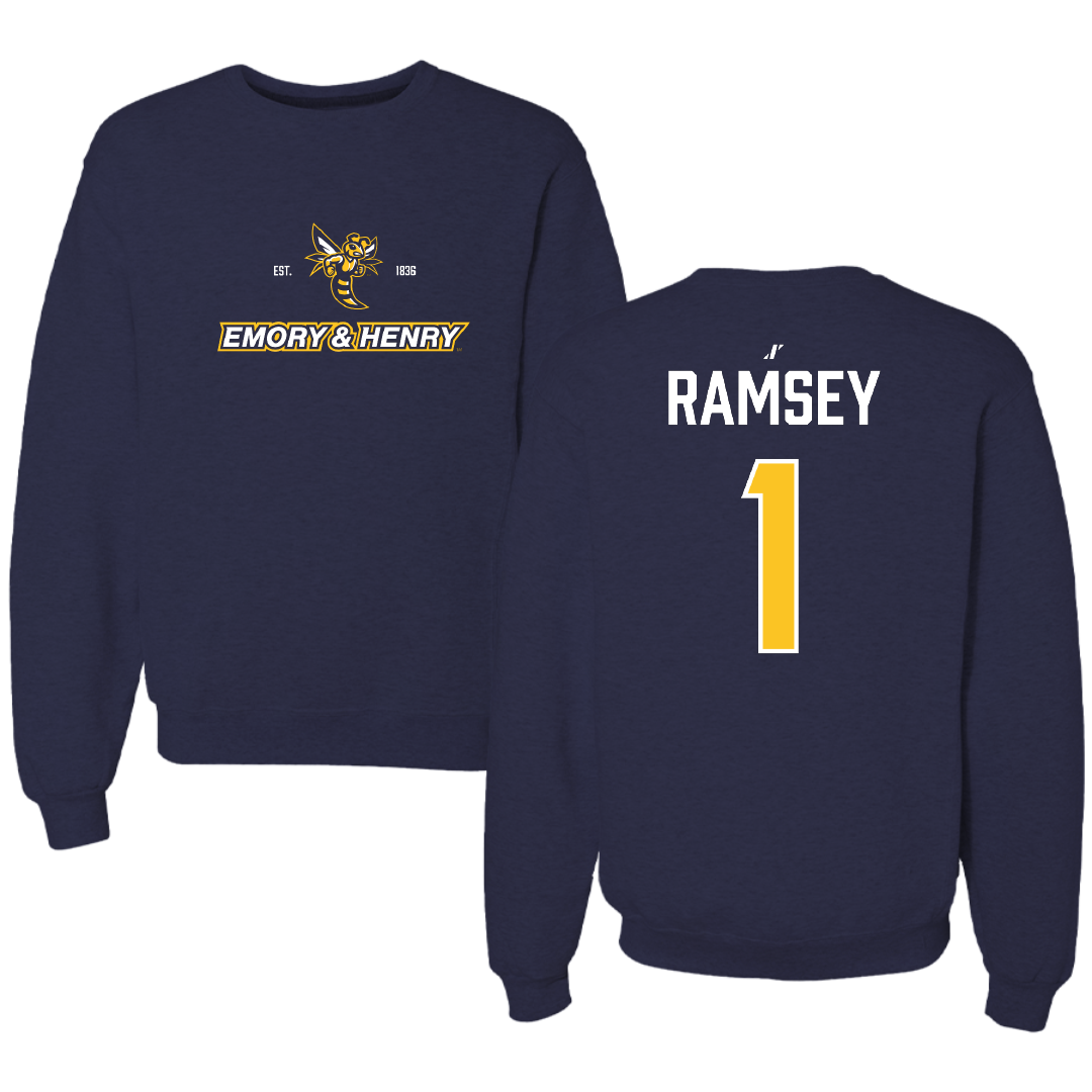 Emory & Henry College Basketball (W) Navy General Crewneck - #1 Lyndie Ramsey