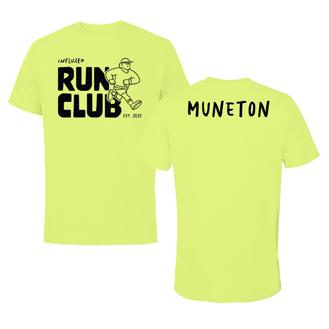 Eastern Washington University TF and XC Safety Yellow Influxer Run Club Performance Tee - Jasmin Muneton