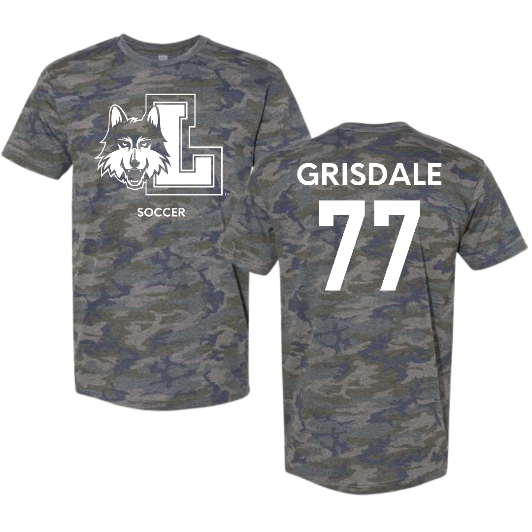 Loyola University-Chicago Soccer (W) Vintage Camo Tee - #77 Faith Grisdale