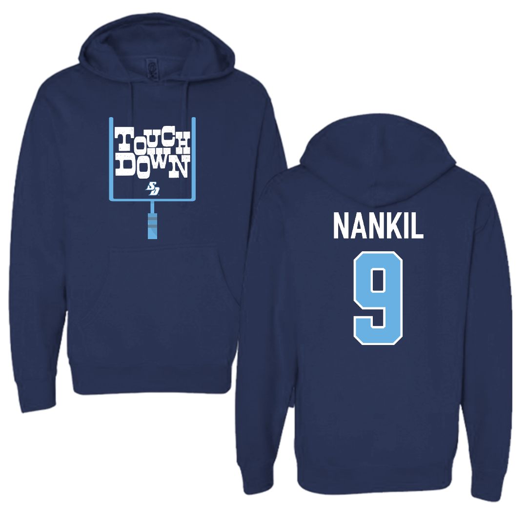 University of San Diego Football Navy Touchdown Hoodie - #9 Dom Nankil