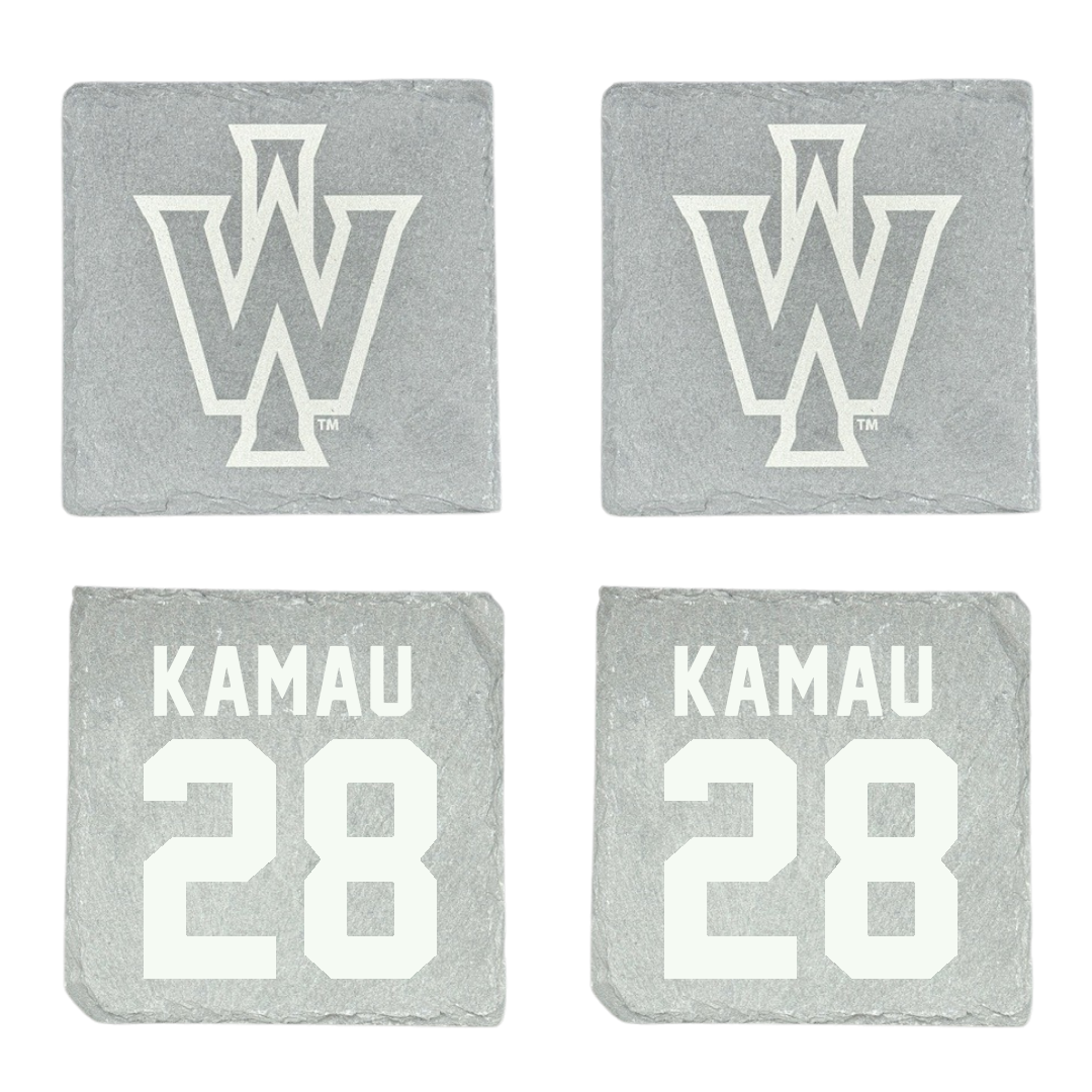 Illinois Wesleyan University Soccer Stone Coaster (4 Pack)  - #28 Kalabi Kamau