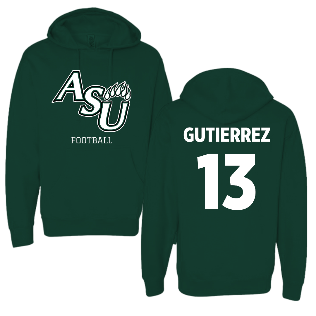Adams State University Football Forest Green Block Hoodie - #13 Xavier Gutierrez