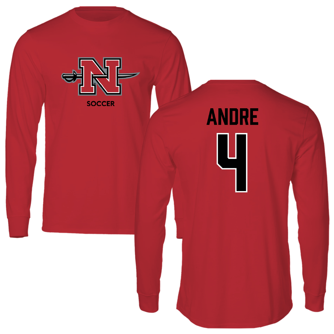 Nicholls State University Soccer (W) Red Mascot Performance Long Sleeve - #4 Lauren Andre