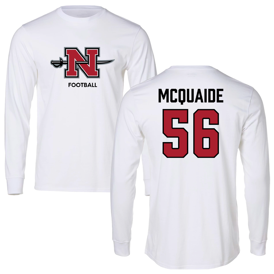 Nicholls State University Football White Performance Long Sleeve - #56 Pat McQuaide