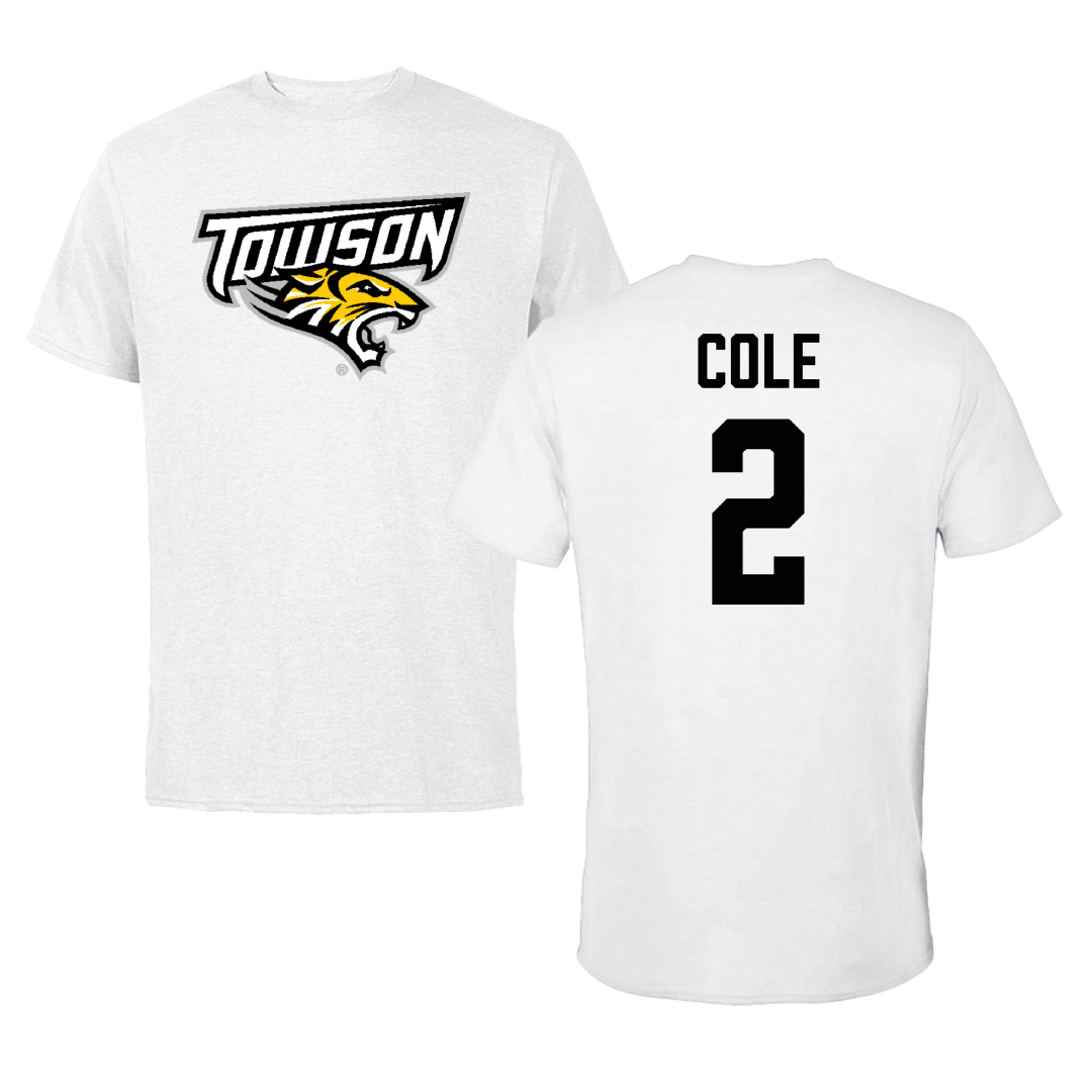 Towson University Basketball (M) White Tee - #2 Jaiden Cole