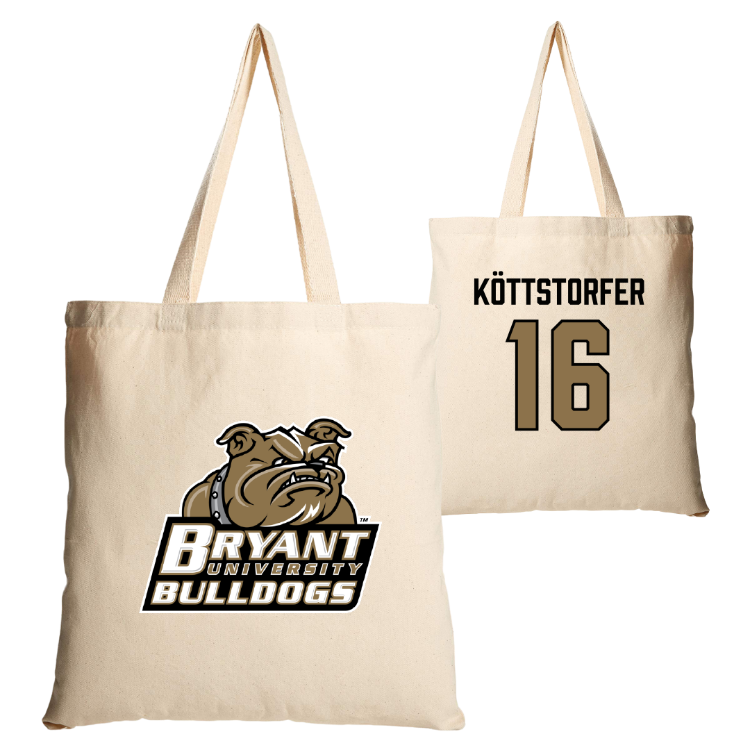 Bryant University Football Tan Canvas Tote Bag - #16 Lukas Köttstorfer