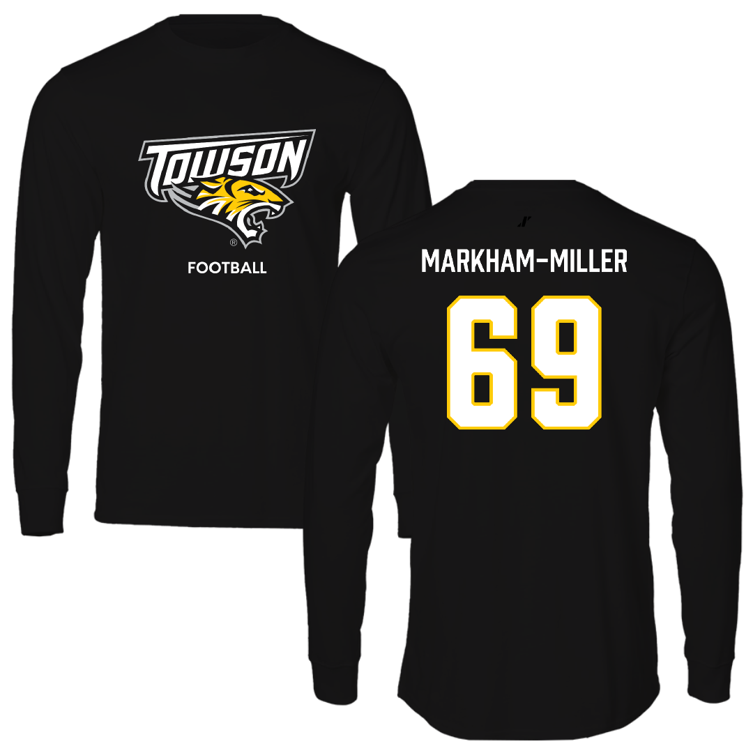 Towson University Football Black Performance Long Sleeve - #69 Ian Markham-Miller