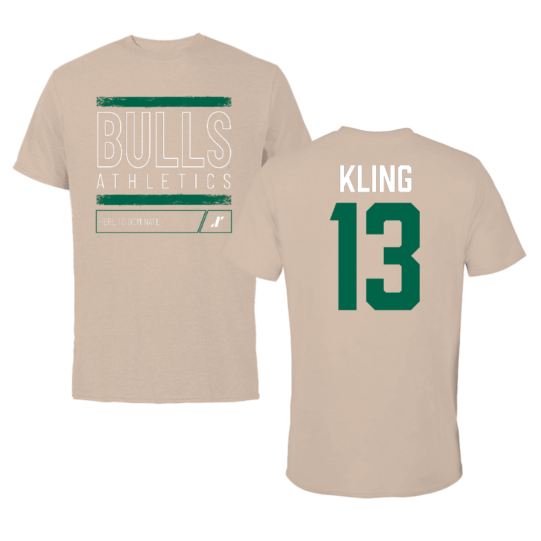 University of South Florida Baseball Tan Dominate Tee - #13 Corey Kling