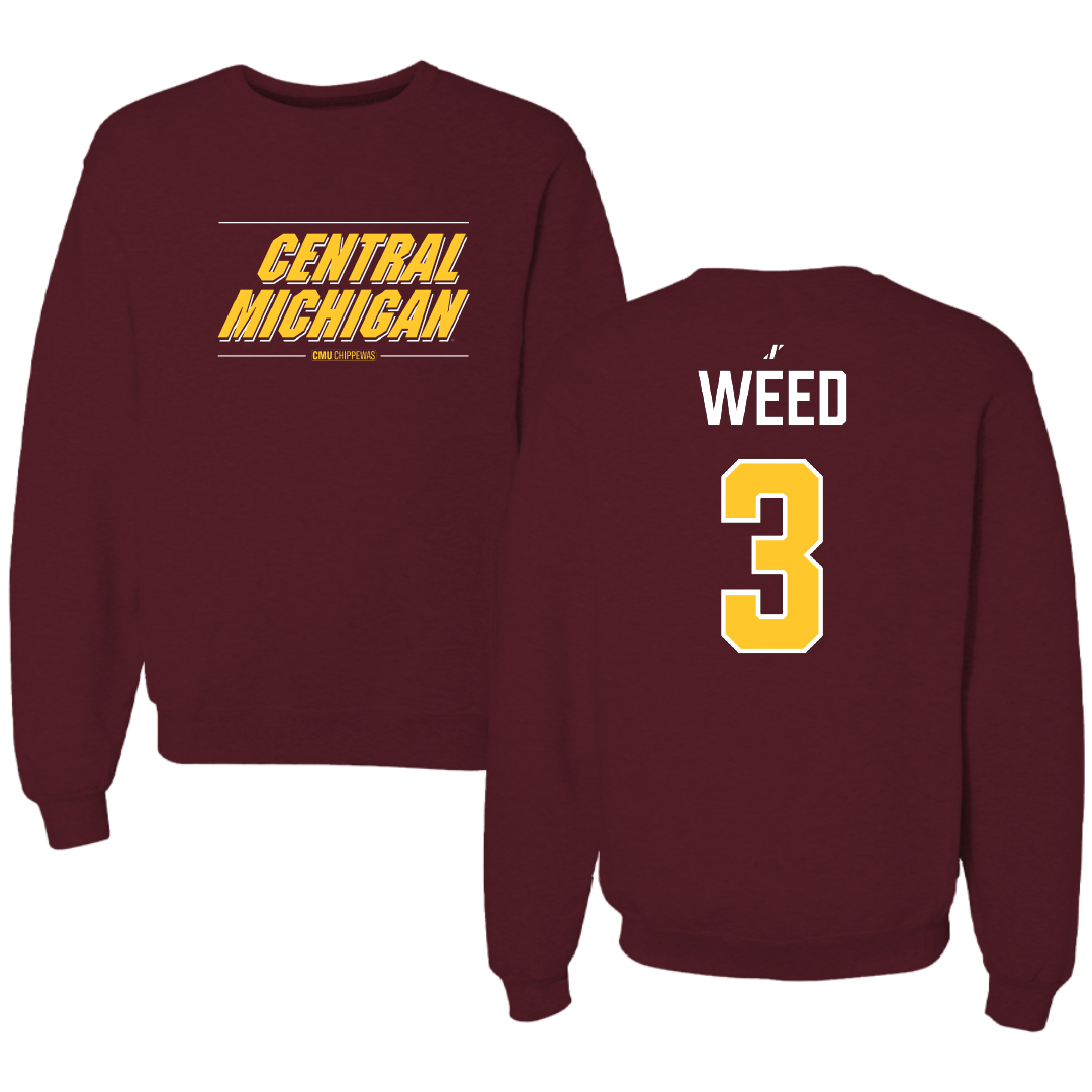 Central Michigan University Soccer (W) Maroon General Crewneck - #3 Kylee Weed