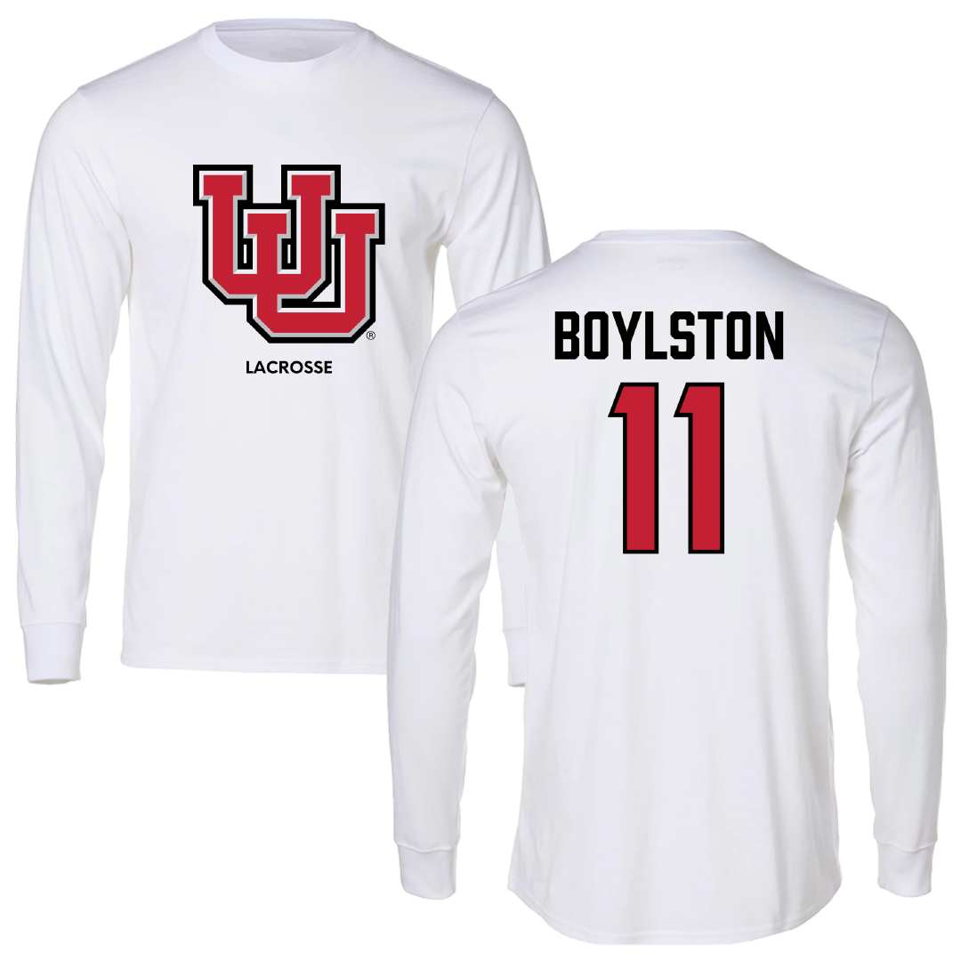 University of Utah Lacrosse (M) White Block Performance Long Sleeve - #11 Joey Boylston