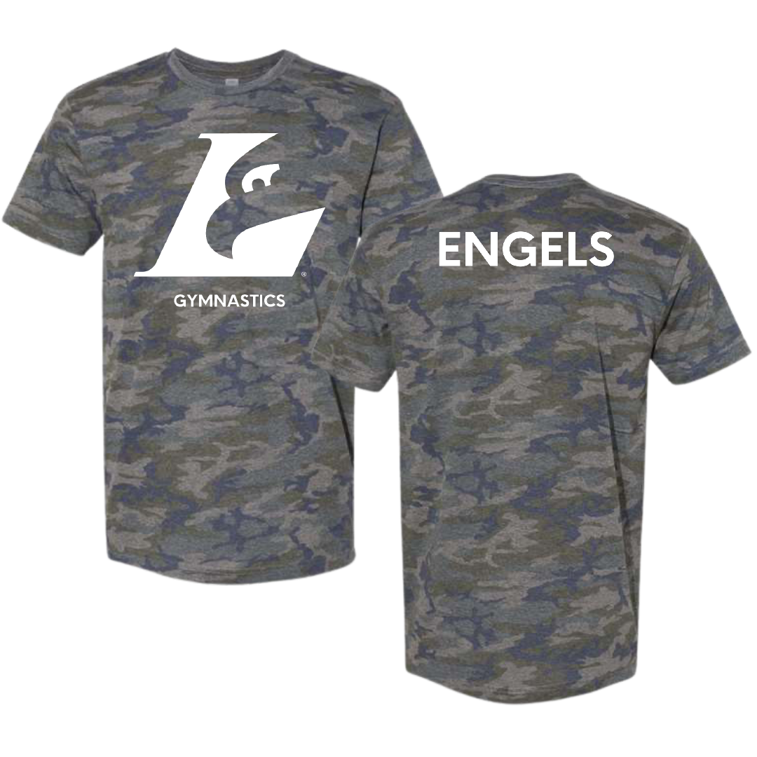 University of Wisconsin-La Crosse Gymnastics (W) Vintage Camo Tee - Morgan Engels