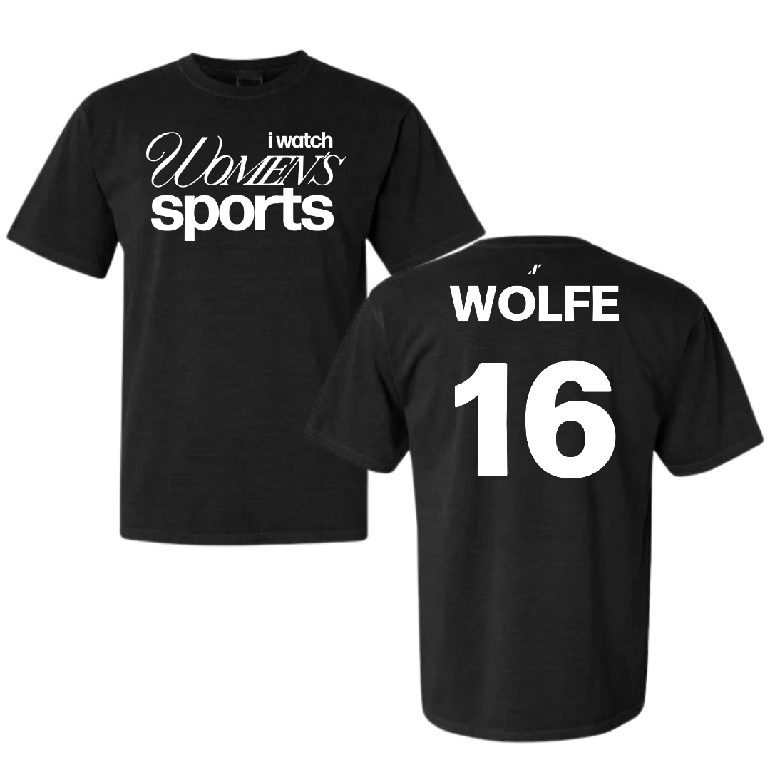 University of Oklahoma Soccer Black WHM Comfort Colors Tee - #16 Dani Wolfe