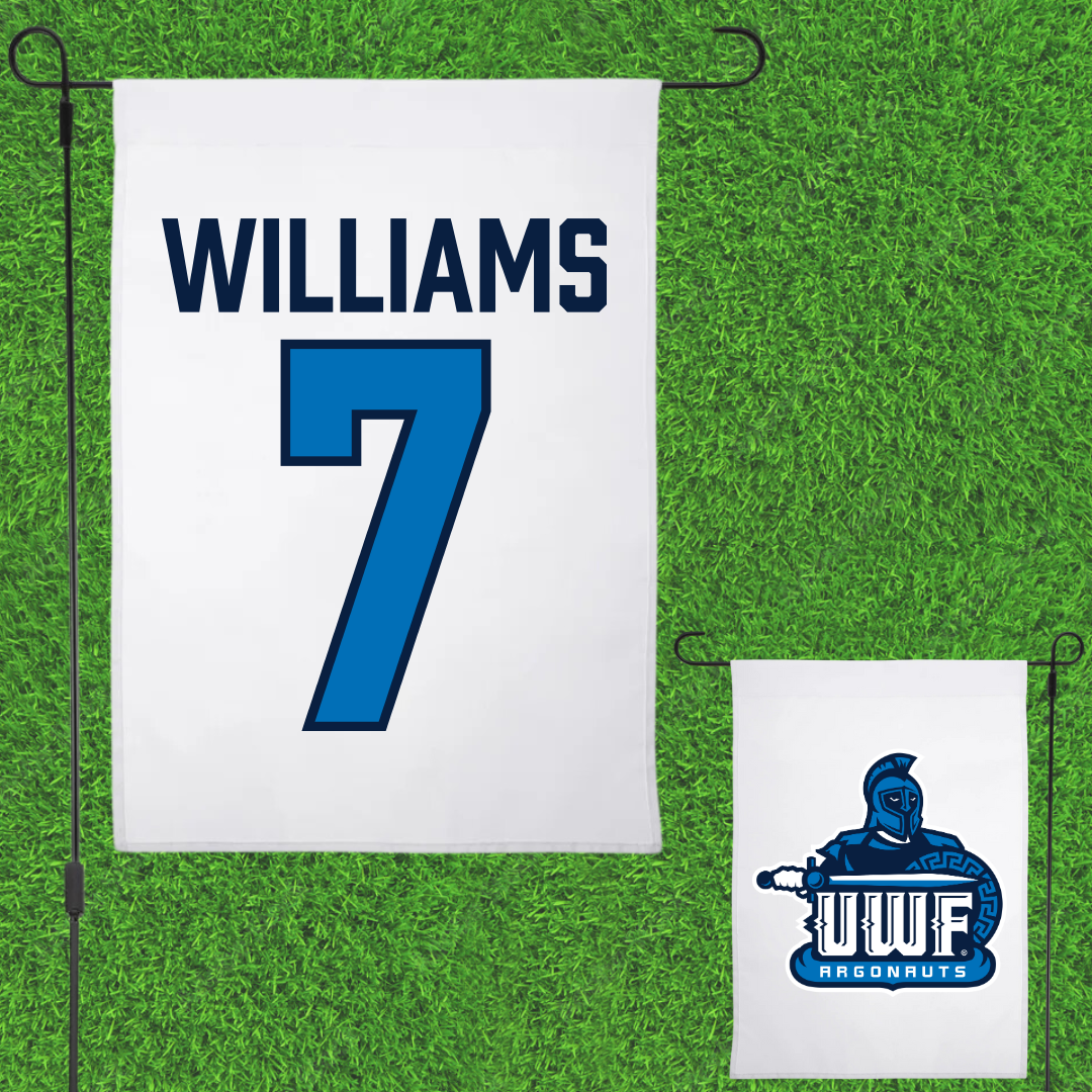 University of West Florida Football White Garden Flag - #7 Justice Williams