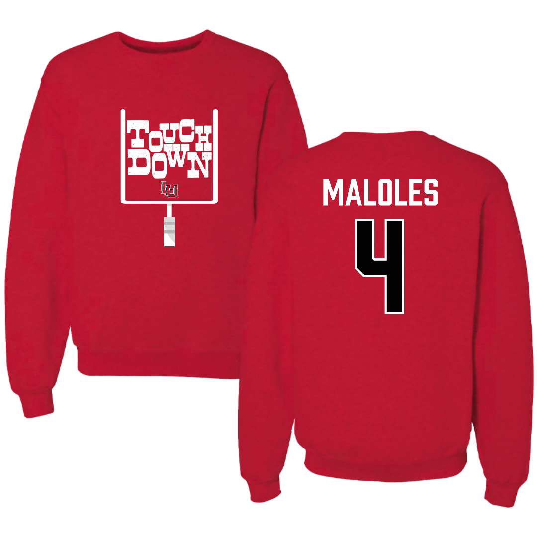 Lamar University Football Red Touchdown Crewneck - #4 Royce Maloles