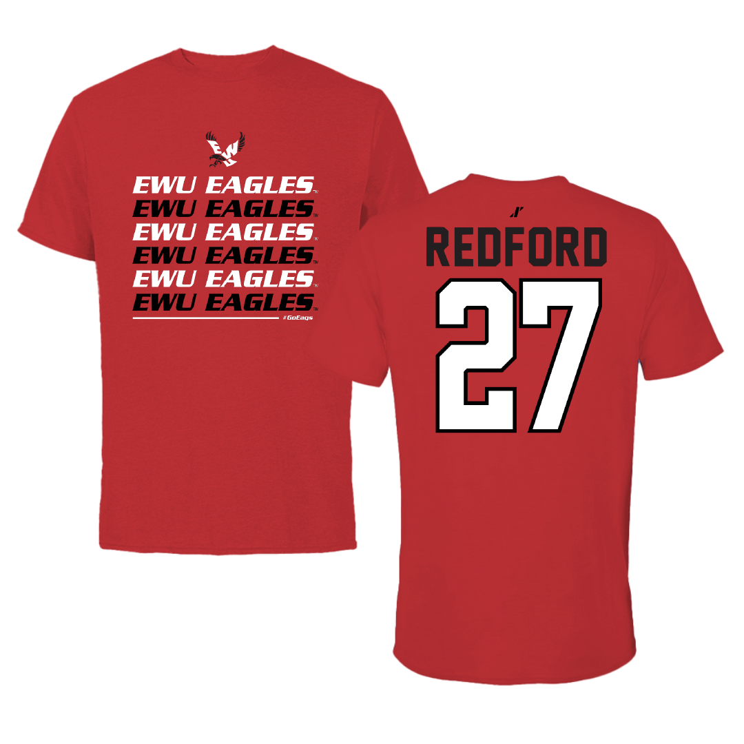 Eastern Washington University Football Red General Tee - #27 Isaac Redford