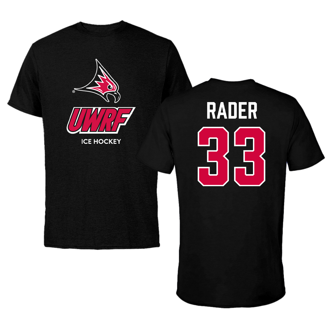 University of Wisconsin-River Falls Ice Hockey (W) Black Tee - #33 Anna Rader