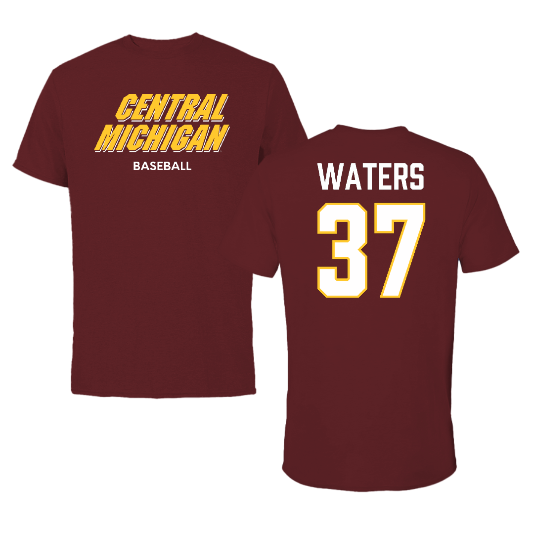 Central Michigan University Baseball Maroon Tee - #37 Evan Waters