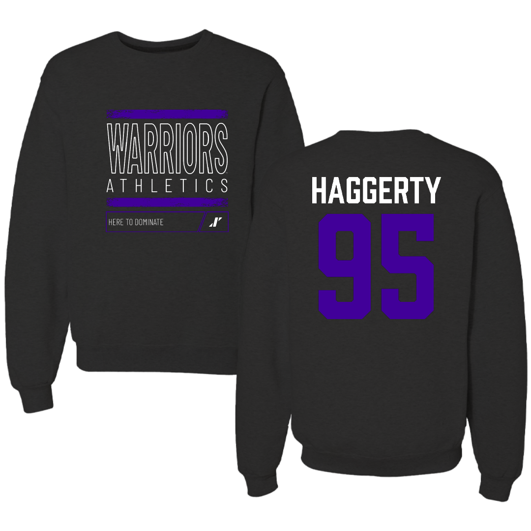 Winona State University Football Black Dominate Crewneck - #95 Conner Haggerty