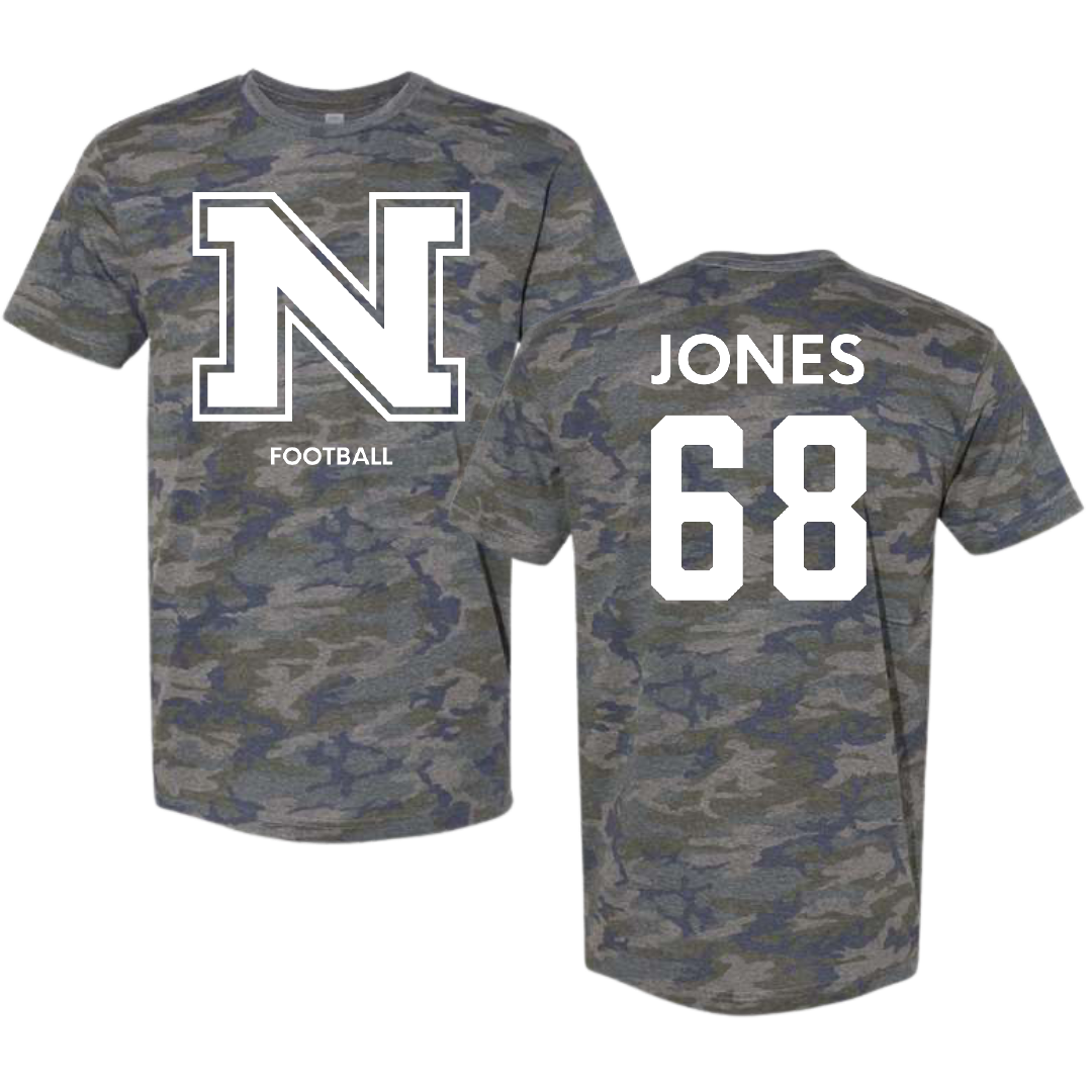 Northern Michigan University Football Vintage Camo Tee - #68 Tommy Jones