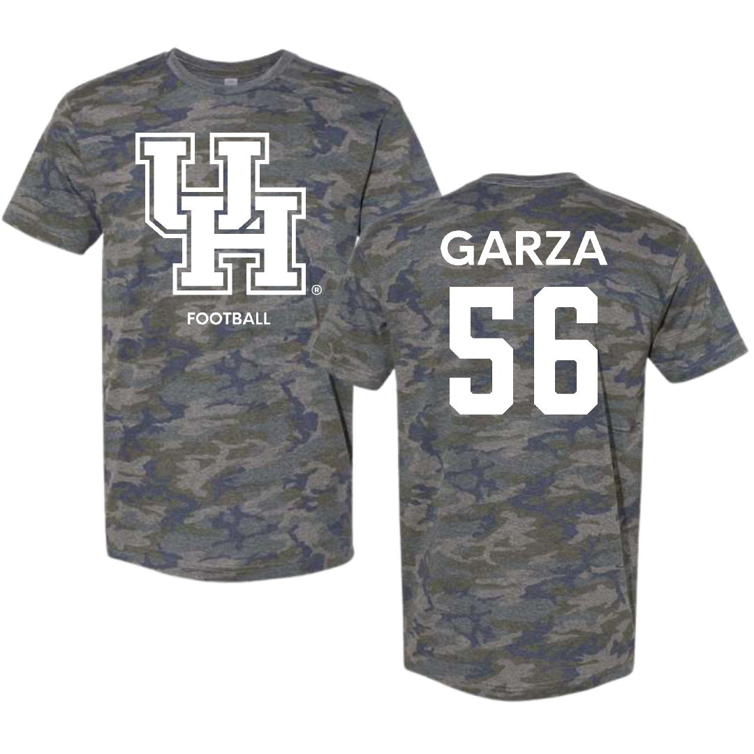 University of Houston Football Vintage Camo Tee - #56 Jacob Garza
