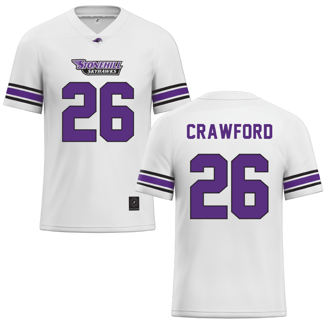 Stonehill College White Football Jersey - #26 Marcus Crawford