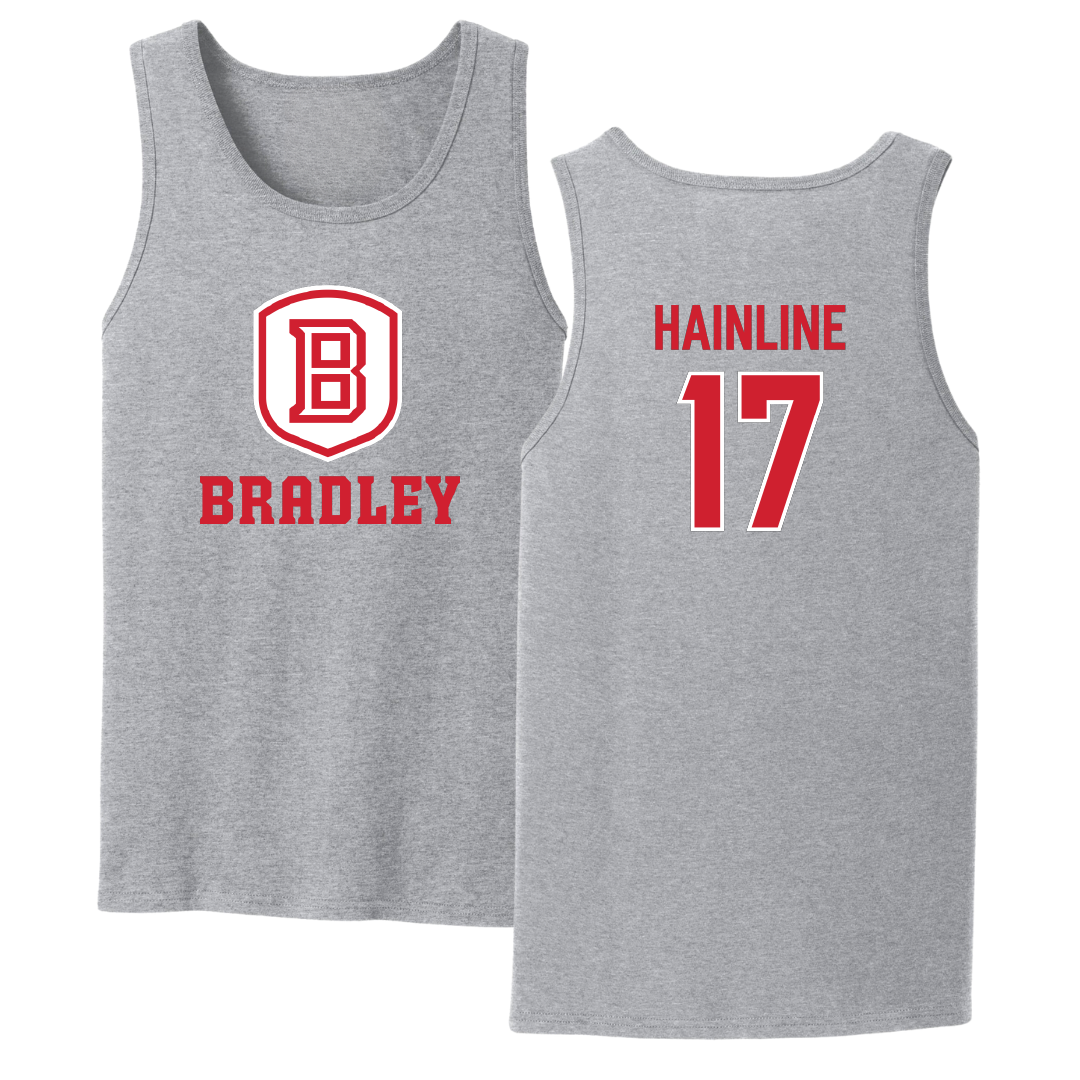 Bradley University Baseball Sport Gray Tank Top - #17 Nick Hainline