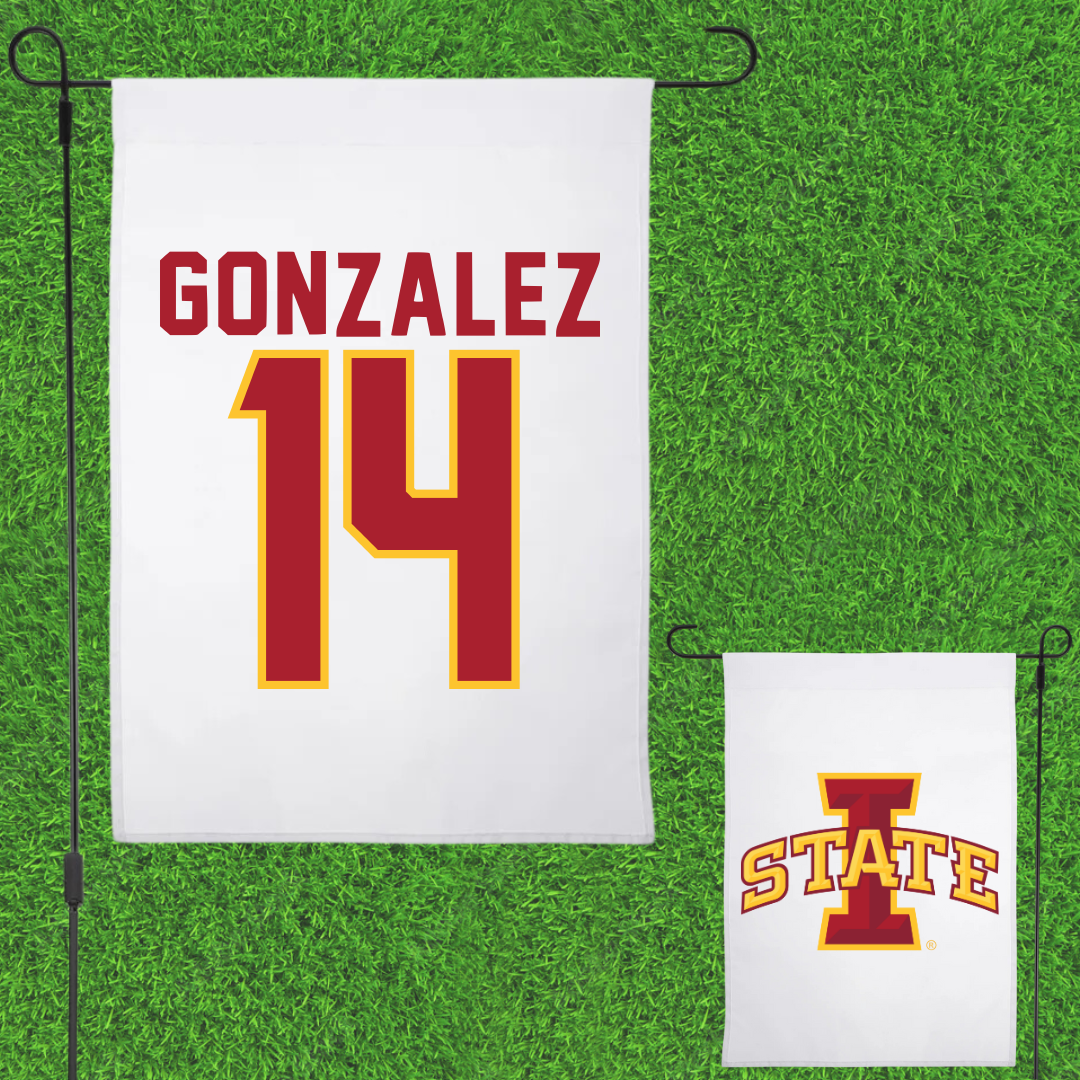 Iowa State University Volleyball White Garden Flag - #14 Nayeli Gonzalez