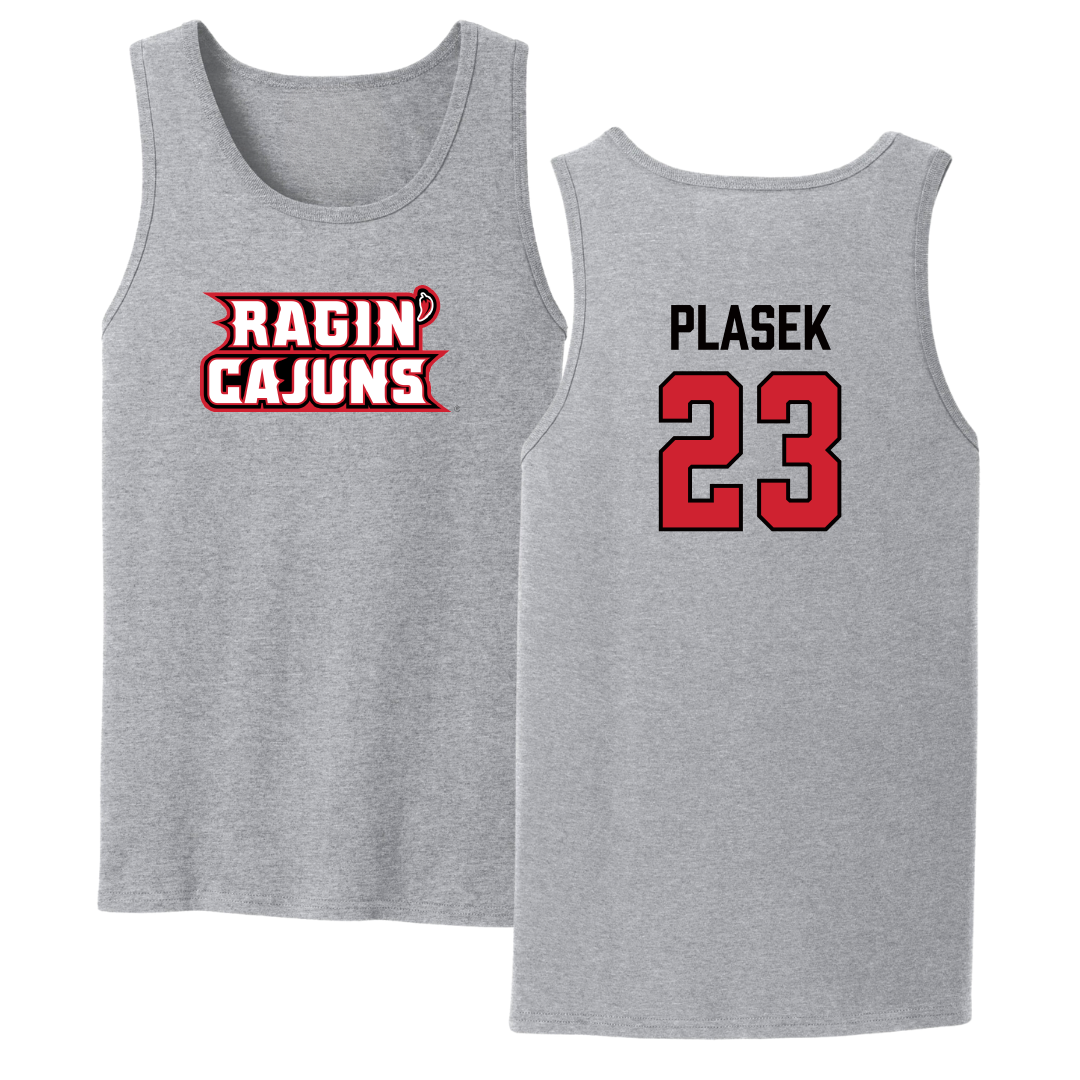 University of Louisiana at Lafayette Soccer Sport Gray Tank Top - #23 Liberty Plasek