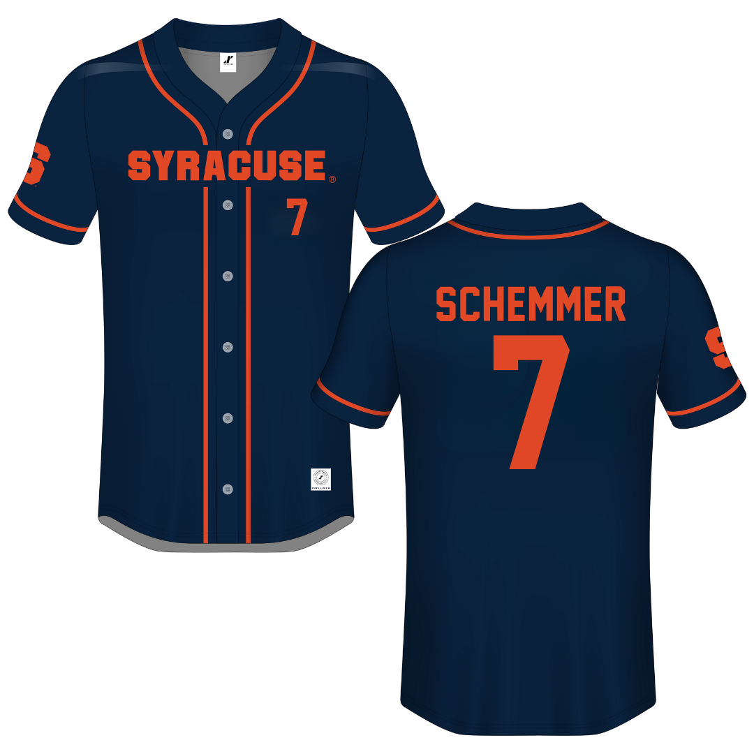 Syracuse University Navy Button-Down Jersey - #7 Peyton Schemmer