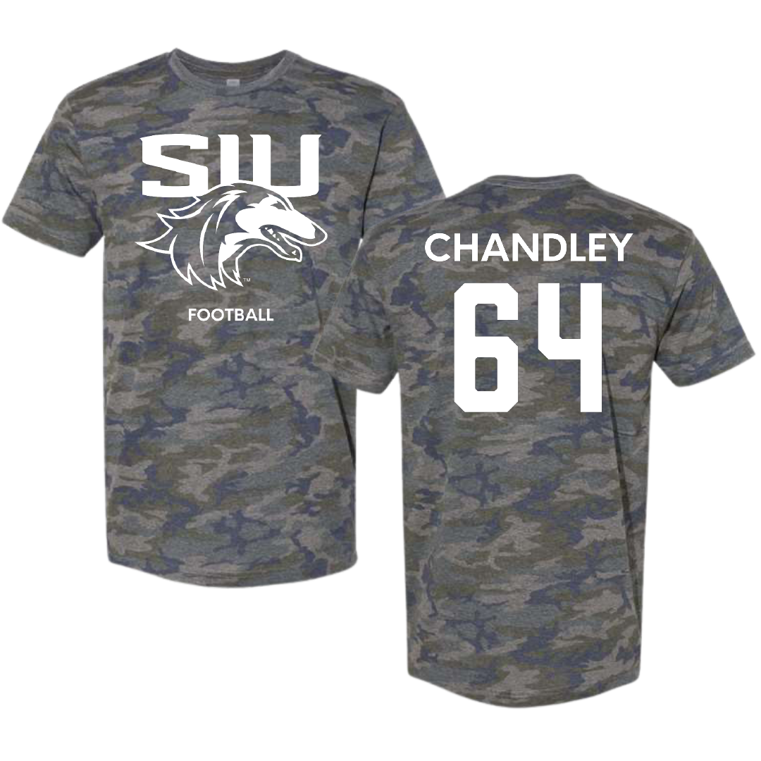 Southern Illinois University at Carbondale Football Vintage Camo Tee - #64 Ryan Chandley