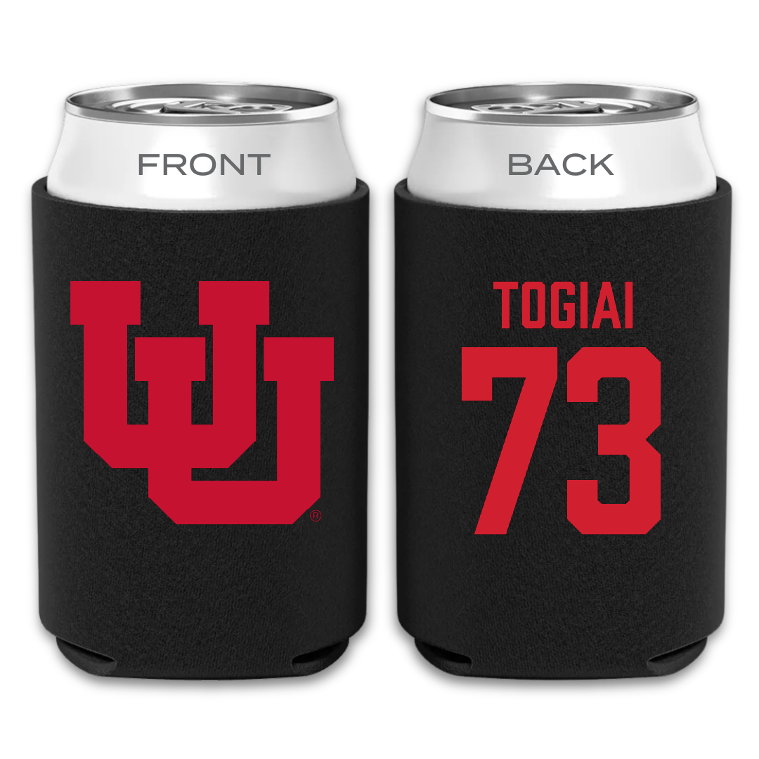 University of Utah Football Black Can Cooler - #73 Tanoa Togiai