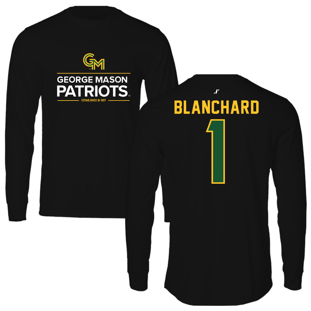 George Mason University Baseball Black General Performance Long Sleeve - #1 Evan Blanchard