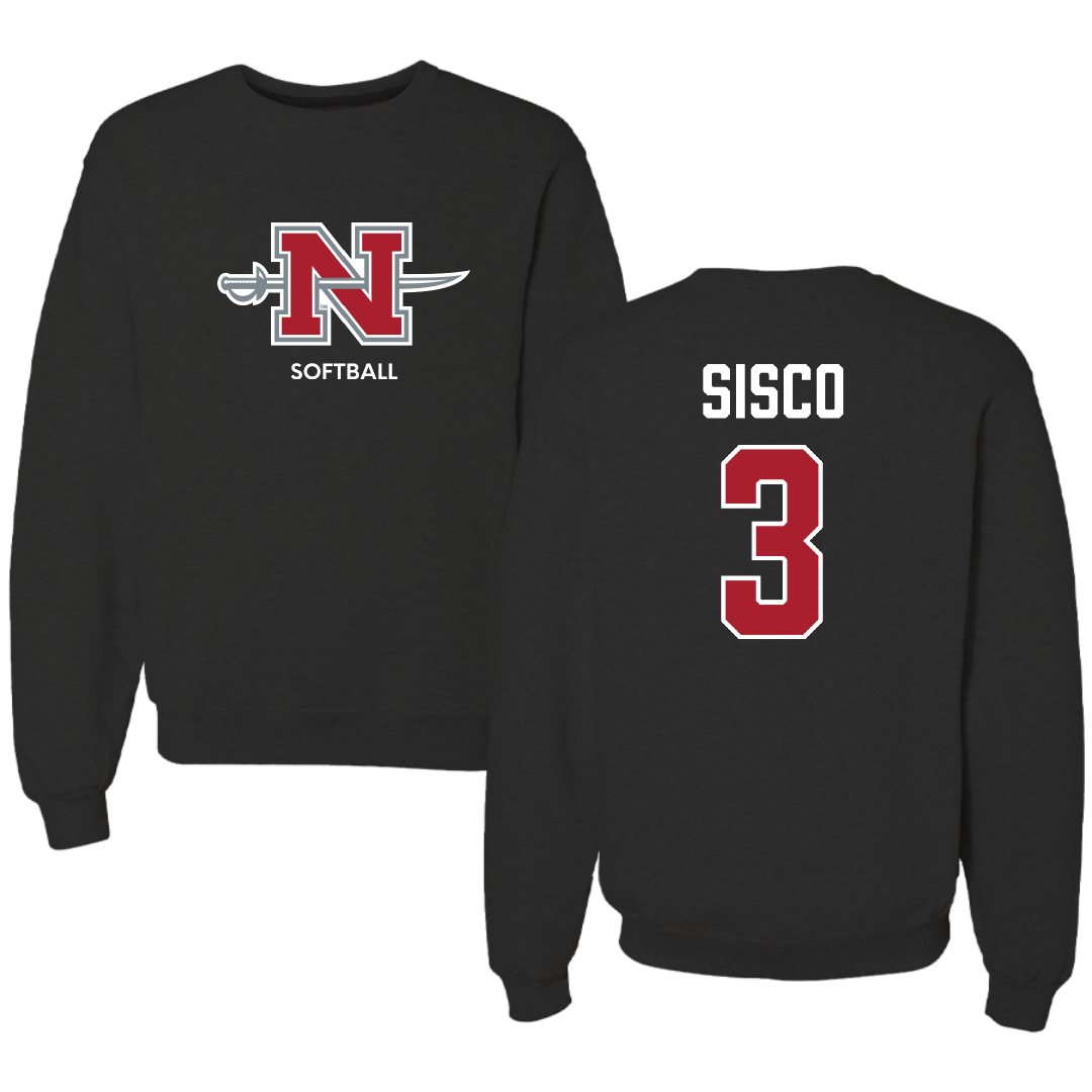 Nicholls State University Softball Black Mascot Crewneck - #3 Claire Sisco