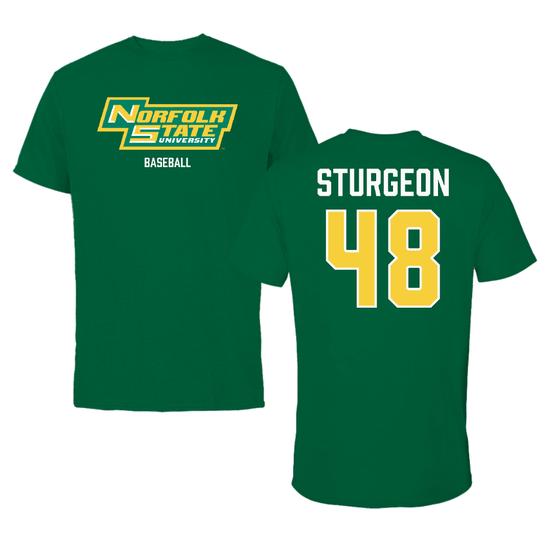 Norfolk State University Baseball Green Tee - #48 CC Sturgeon