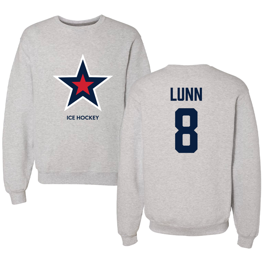 Robert Morris University Ice Hockey (M) Light Gray Crewneck - #8 Gabriel Lunn